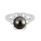 Rosec Jewels-Natural Tahitian Pearl Flower Cocktail Ring with Diamond