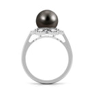 Rosec Jewels-Natural Tahitian Pearl Flower Cocktail Ring with Diamond