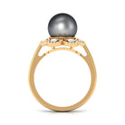 Rosec Jewels-Natural Tahitian Pearl Flower Cocktail Ring with Diamond