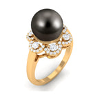 Rosec Jewels-Natural Tahitian Pearl Flower Cocktail Ring with Diamond