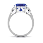 Rosec Jewels-Created Blue Sapphire Oval Engagement Ring with Diamond