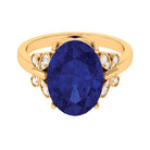 Rosec Jewels-Created Blue Sapphire Oval Engagement Ring with Diamond