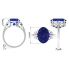 Rosec Jewels-Created Blue Sapphire Oval Engagement Ring with Diamond