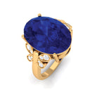 Rosec Jewels-Created Blue Sapphire Oval Engagement Ring with Diamond