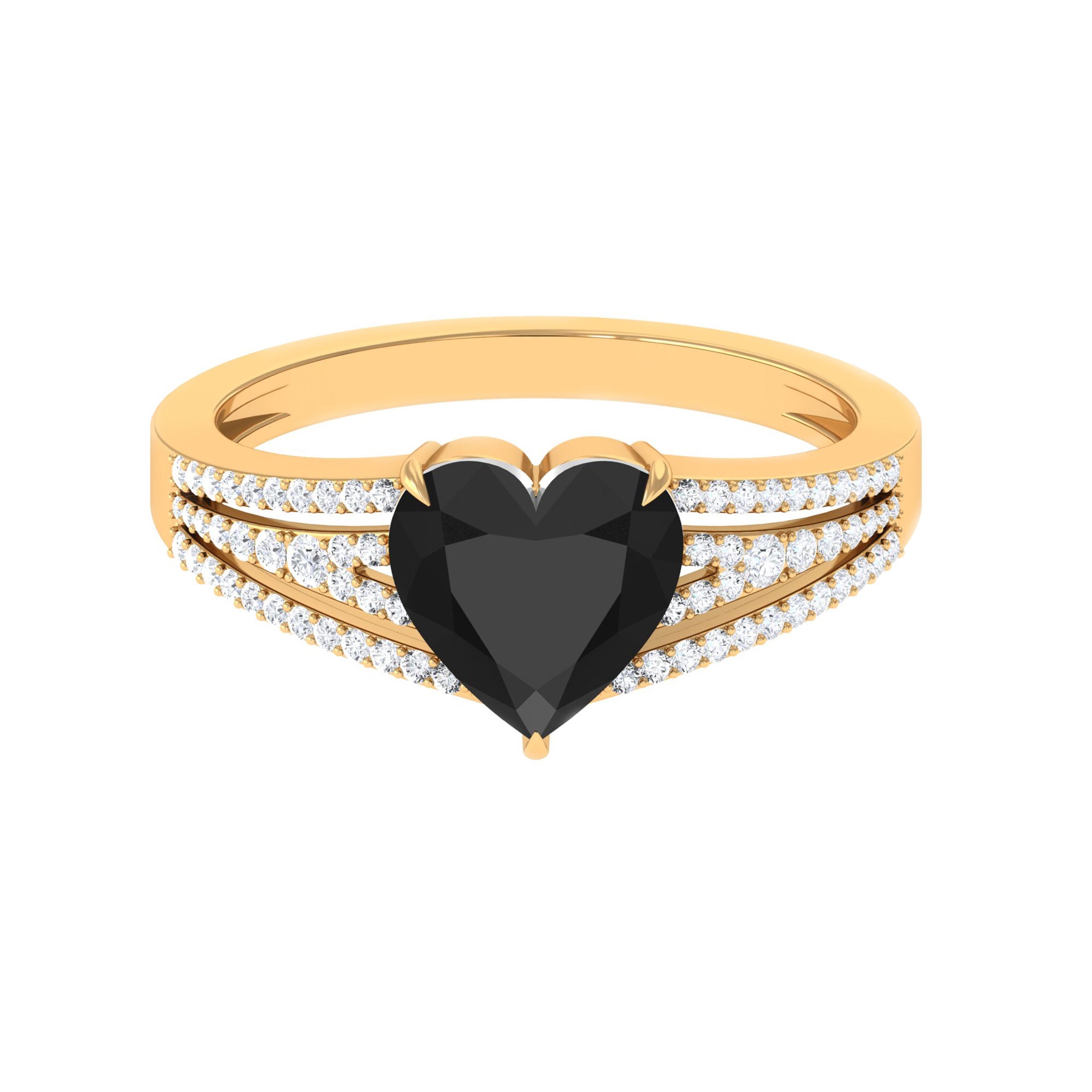 Rosec Jewels-Created Black Diamond Heart Engagement Ring with Diamond