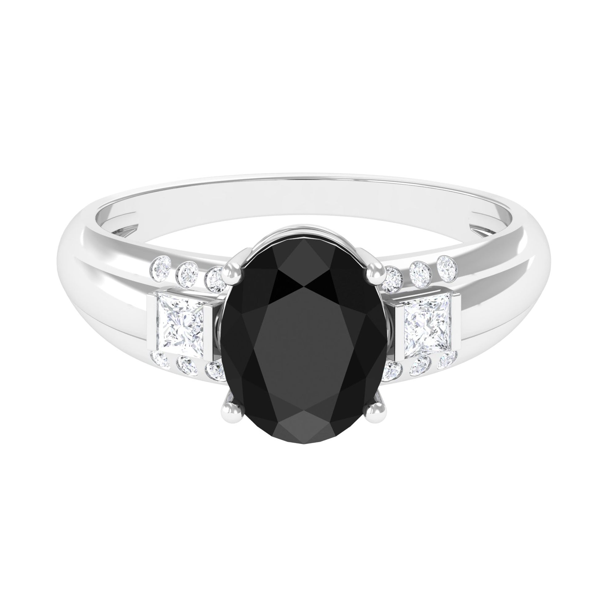 Rosec Jewels-Certified Lab Grown Black Diamond Oval Engagement Ring with Diamond