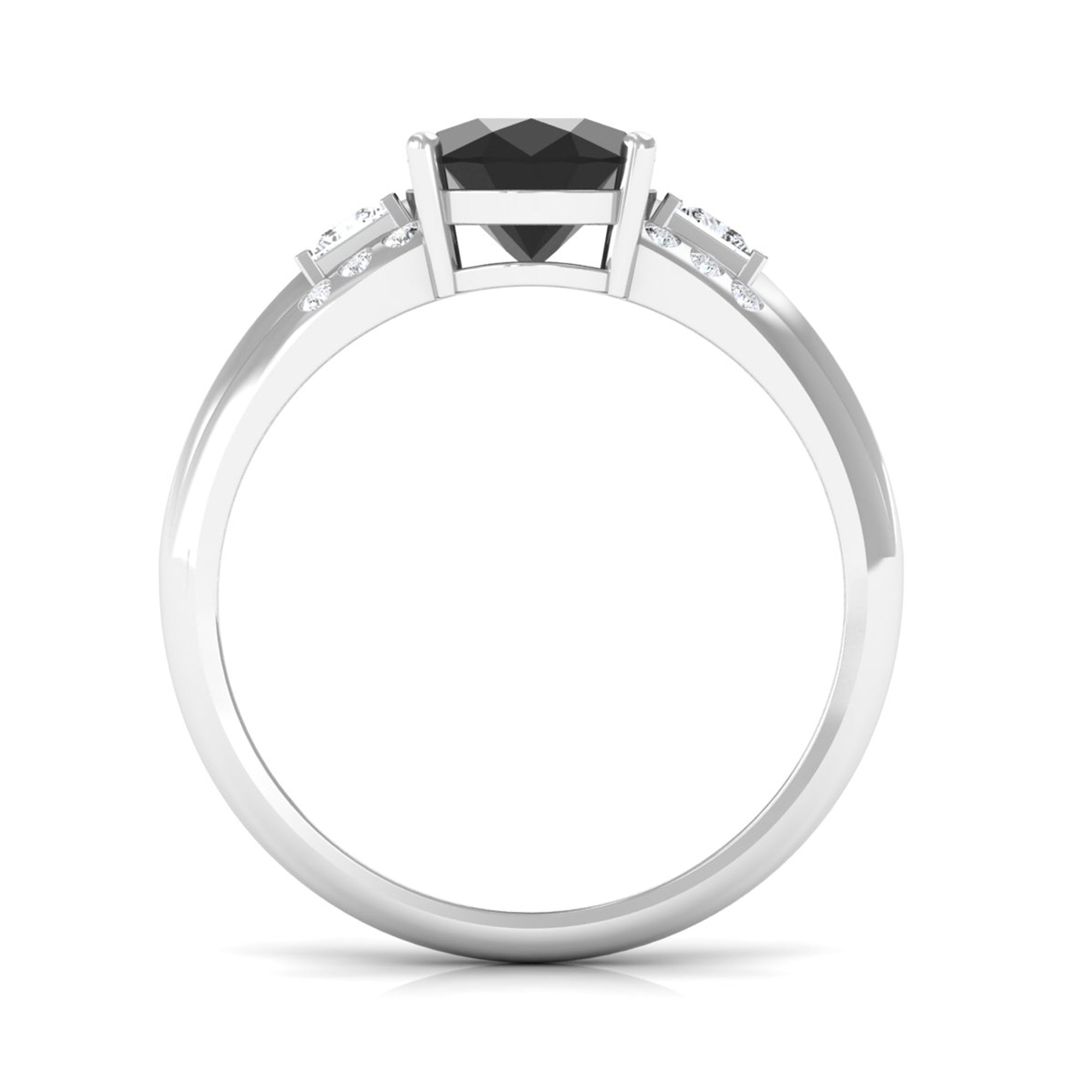 Rosec Jewels-Certified Lab Grown Black Diamond Oval Engagement Ring with Diamond