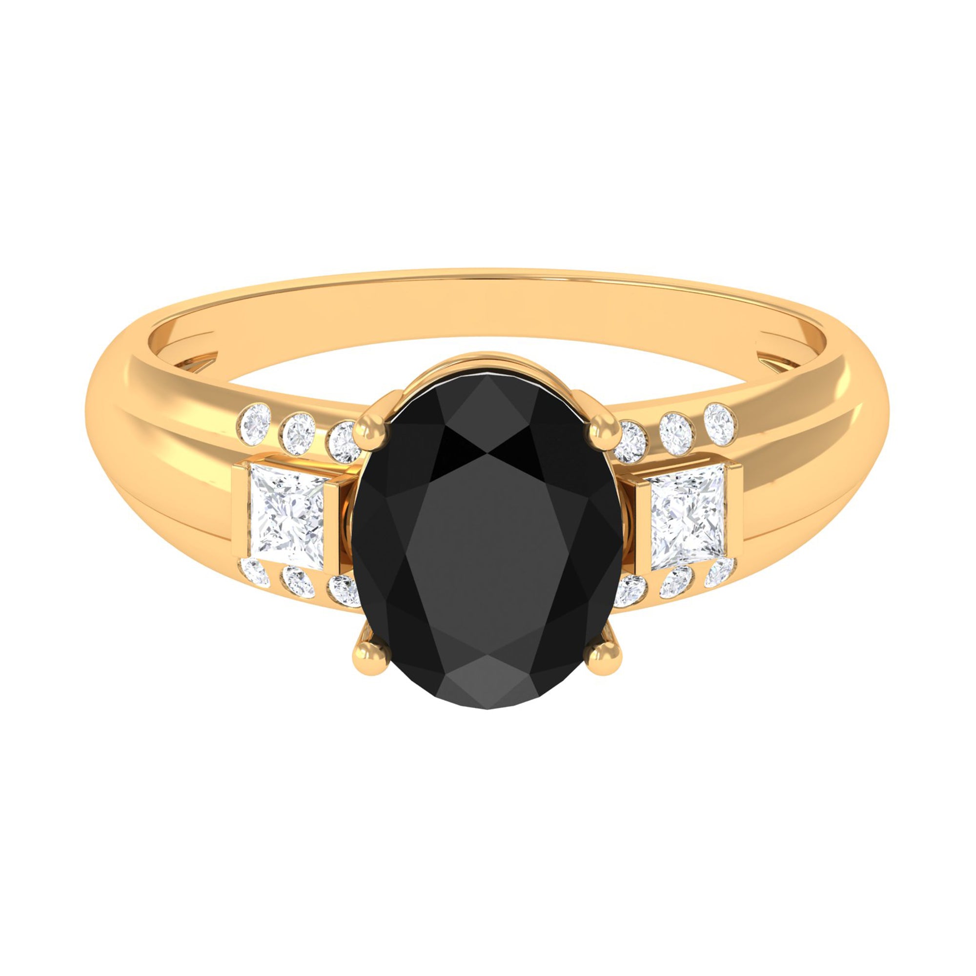 Rosec Jewels-Certified Lab Grown Black Diamond Oval Engagement Ring with Diamond