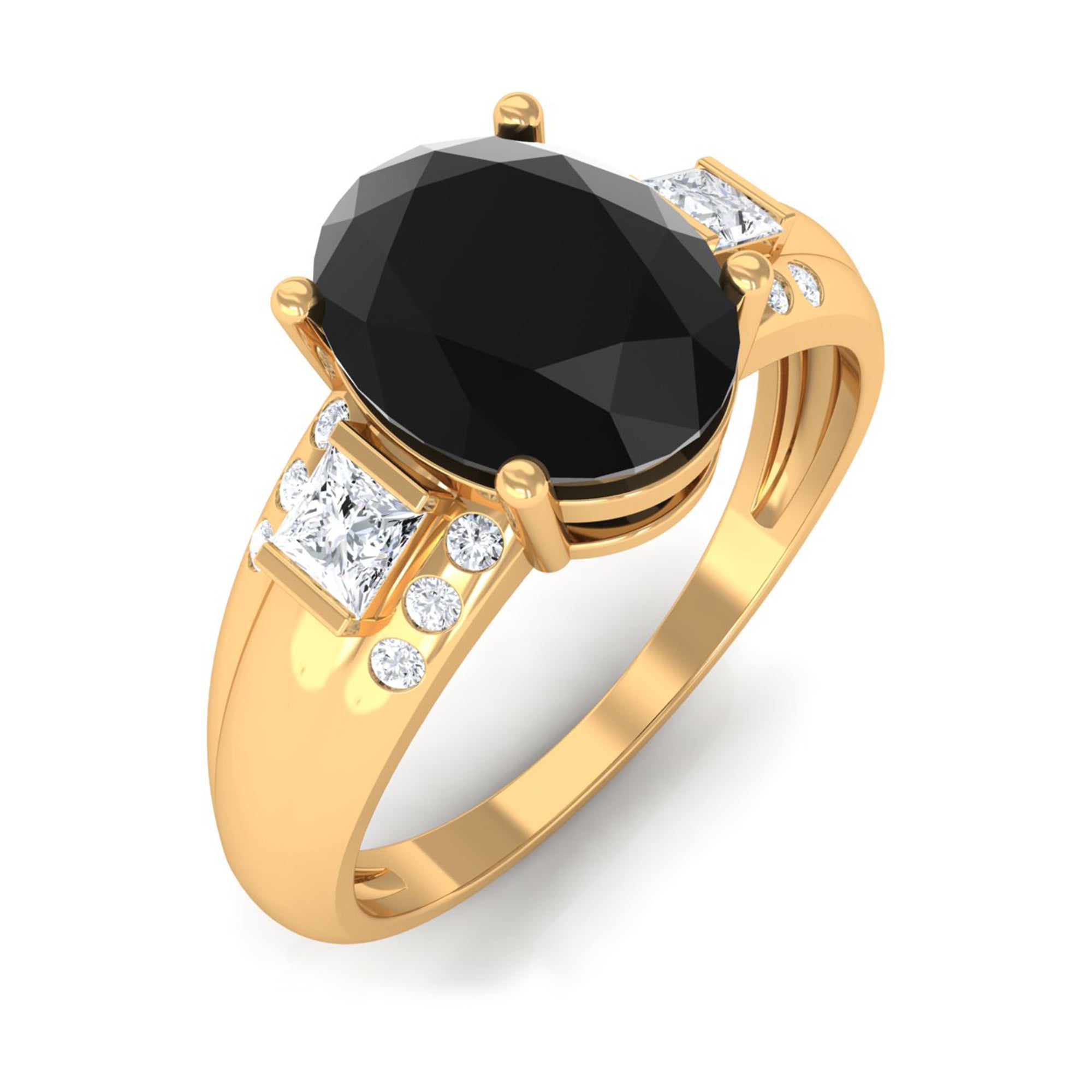 Rosec Jewels-Certified Lab Grown Black Diamond Oval Engagement Ring with Diamond