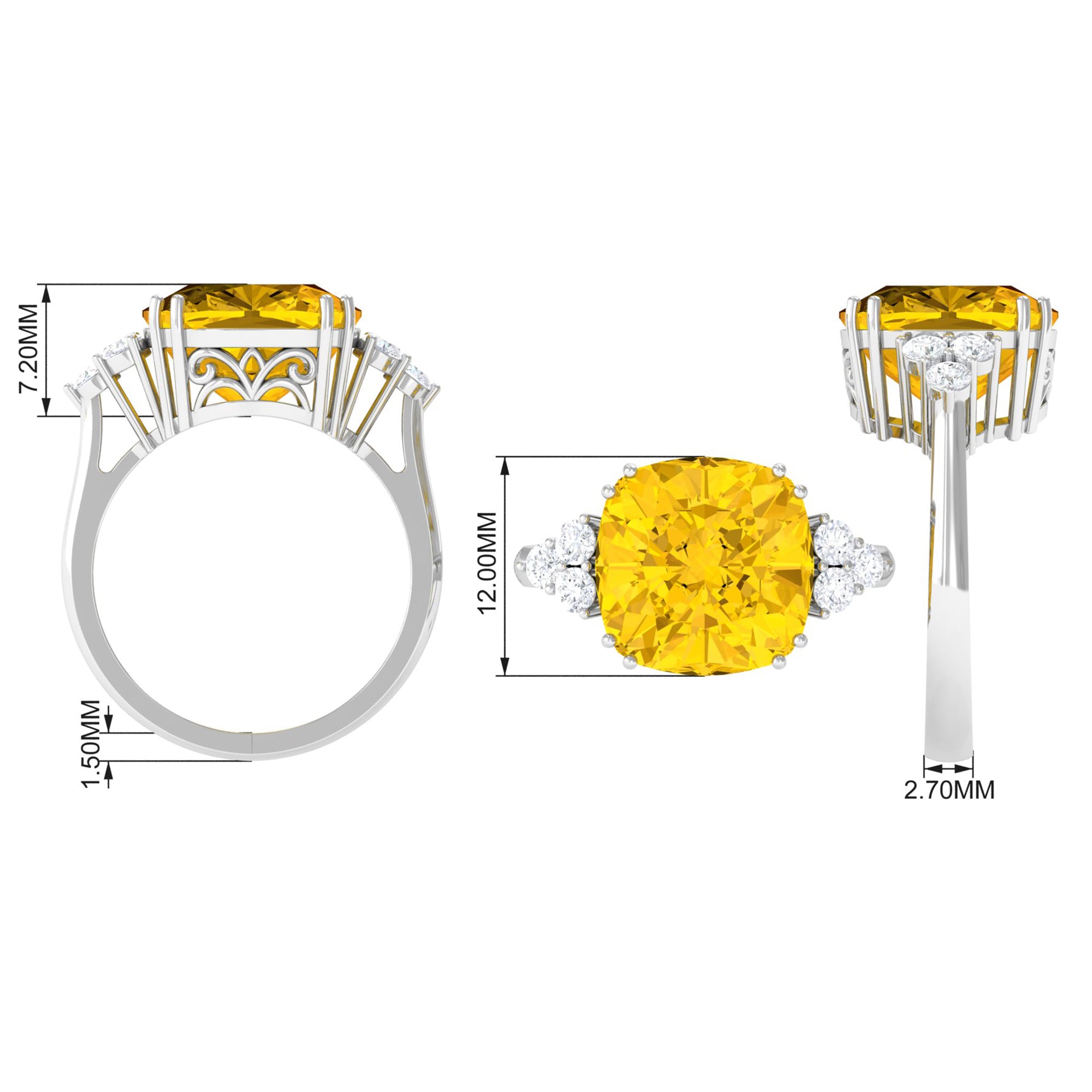 Rosec Jewels-Lab Created Yellow Sapphire Solitaire Engagement Ring