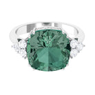 Rosec Jewels-Created Green Sapphire Solitaire Engagement Ring with Moissanite Trio