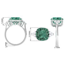 Rosec Jewels-Created Green Sapphire Solitaire Engagement Ring with Moissanite Trio