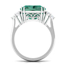 Rosec Jewels-Created Green Sapphire Solitaire Engagement Ring with Moissanite Trio