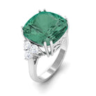 Rosec Jewels-Created Green Sapphire Solitaire Engagement Ring with Moissanite Trio