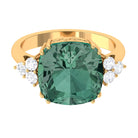 Rosec Jewels-Created Green Sapphire Solitaire Engagement Ring with Moissanite Trio