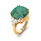 Rosec Jewels-Created Green Sapphire Solitaire Engagement Ring with Moissanite Trio