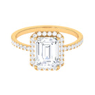 Rosec Jewels-Certified Emerald Cut Moissanite Halo Statement Engagement Ring