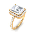 Rosec Jewels-Certified Emerald Cut Moissanite Halo Statement Engagement Ring