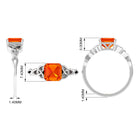 Rosec Jewels-8 MM Asscher Cut Lab Grown Orange Sapphire Solitaire Celtic Engagement Ring