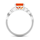 Rosec Jewels-8 MM Asscher Cut Lab Grown Orange Sapphire Solitaire Celtic Engagement Ring