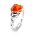 Rosec Jewels-8 MM Asscher Cut Lab Grown Orange Sapphire Solitaire Celtic Engagement Ring