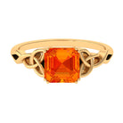 Rosec Jewels-8 MM Asscher Cut Lab Grown Orange Sapphire Solitaire Celtic Engagement Ring