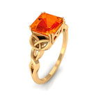 Rosec Jewels-8 MM Asscher Cut Lab Grown Orange Sapphire Solitaire Celtic Engagement Ring