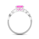 Rosec Jewels-8 MM Asscher Lab Grown Pink Sapphire Solitaire Engagement Ring with Celtic Details