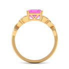 Rosec Jewels-8 MM Asscher Lab Grown Pink Sapphire Solitaire Engagement Ring with Celtic Details