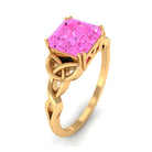 Rosec Jewels-8 MM Asscher Lab Grown Pink Sapphire Solitaire Engagement Ring with Celtic Details