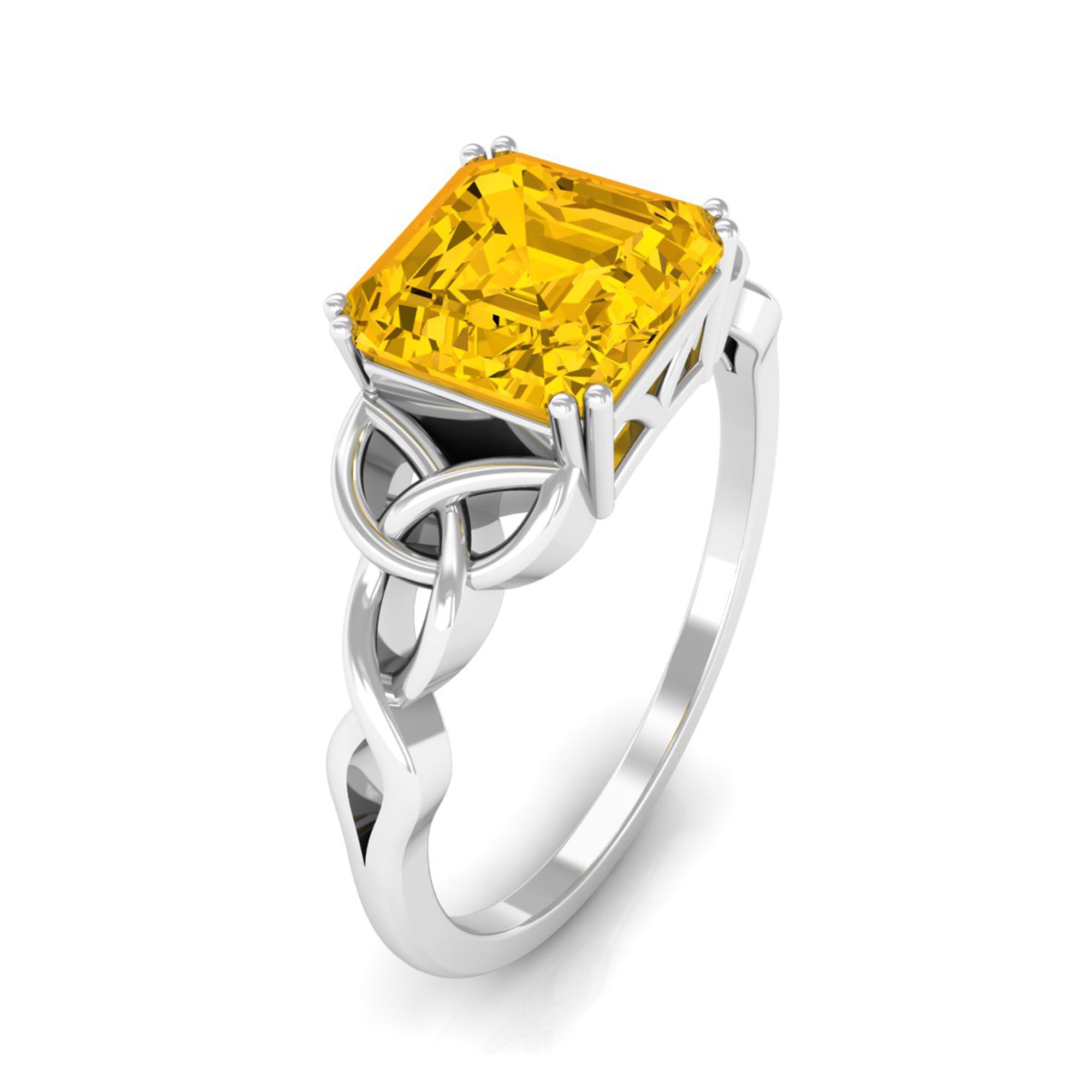 Rosec Jewels-Certified Lab Grown Yellow Sapphire Celtic Solitaire Engagement Ring