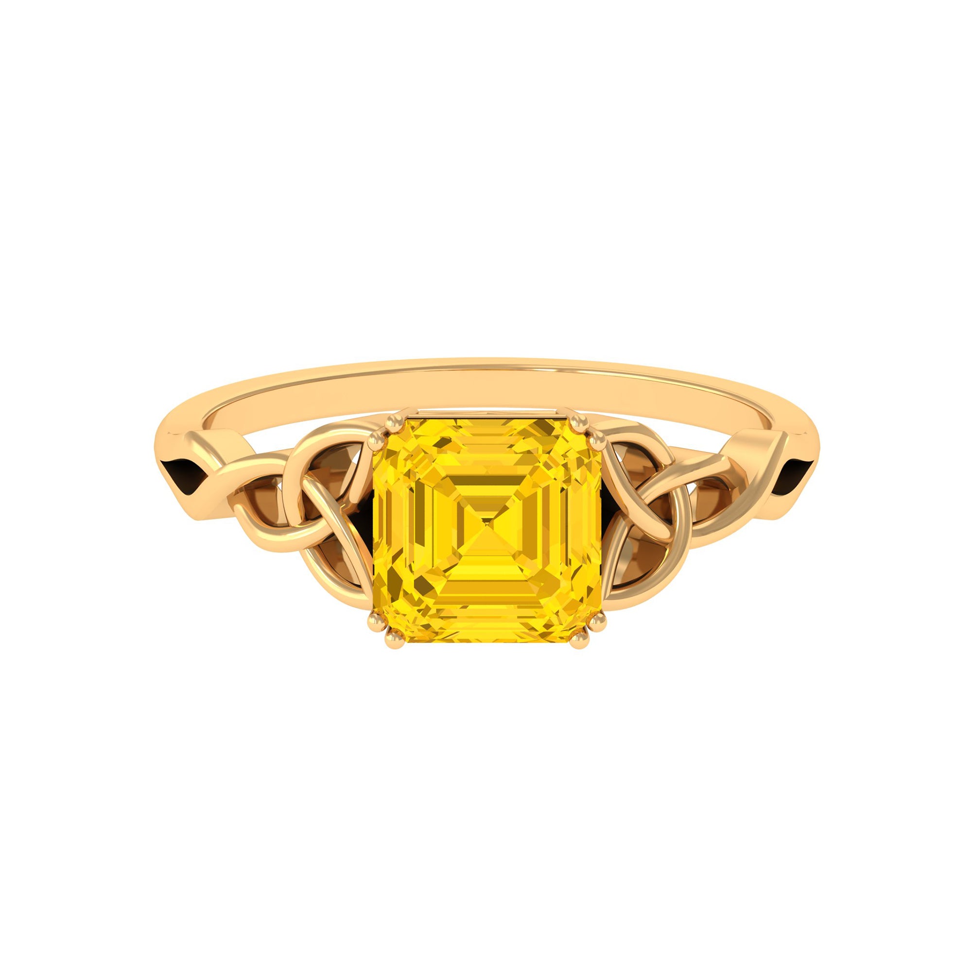 Rosec Jewels-Certified Lab Grown Yellow Sapphire Celtic Solitaire Engagement Ring