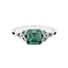 Rosec Jewels-Certified Asscher Cut Lab Grown Green Sapphire Solitaire Celtic Engagement Ring