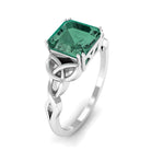 Rosec Jewels-Certified Asscher Cut Lab Grown Green Sapphire Solitaire Celtic Engagement Ring