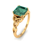 Rosec Jewels-Certified Asscher Cut Lab Grown Green Sapphire Solitaire Celtic Engagement Ring