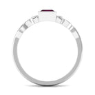 Rosec Jewels-Real Rhodolite Princess Cut Solitaire Celtic Ring in Bezel Setting