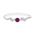 Rosec Jewels-Real Rhodolite Solitaire Leaf Inspired Promise Ring with Diamond