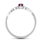 Rosec Jewels-Real Rhodolite Solitaire Leaf Inspired Promise Ring with Diamond