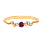 Rosec Jewels-Real Rhodolite Solitaire Leaf Inspired Promise Ring with Diamond