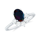 Rosec Jewels-Oval Black Opal and Diamond Half Halo Engagement Ring