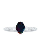 Rosec Jewels-Oval Black Opal Solitaire Engagement Ring with Diamond