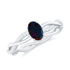 Rosec Jewels-Oval Black Opal and Diamond Braided Engagement Ring