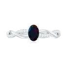 Rosec Jewels-Oval Black Opal and Diamond Braided Engagement Ring