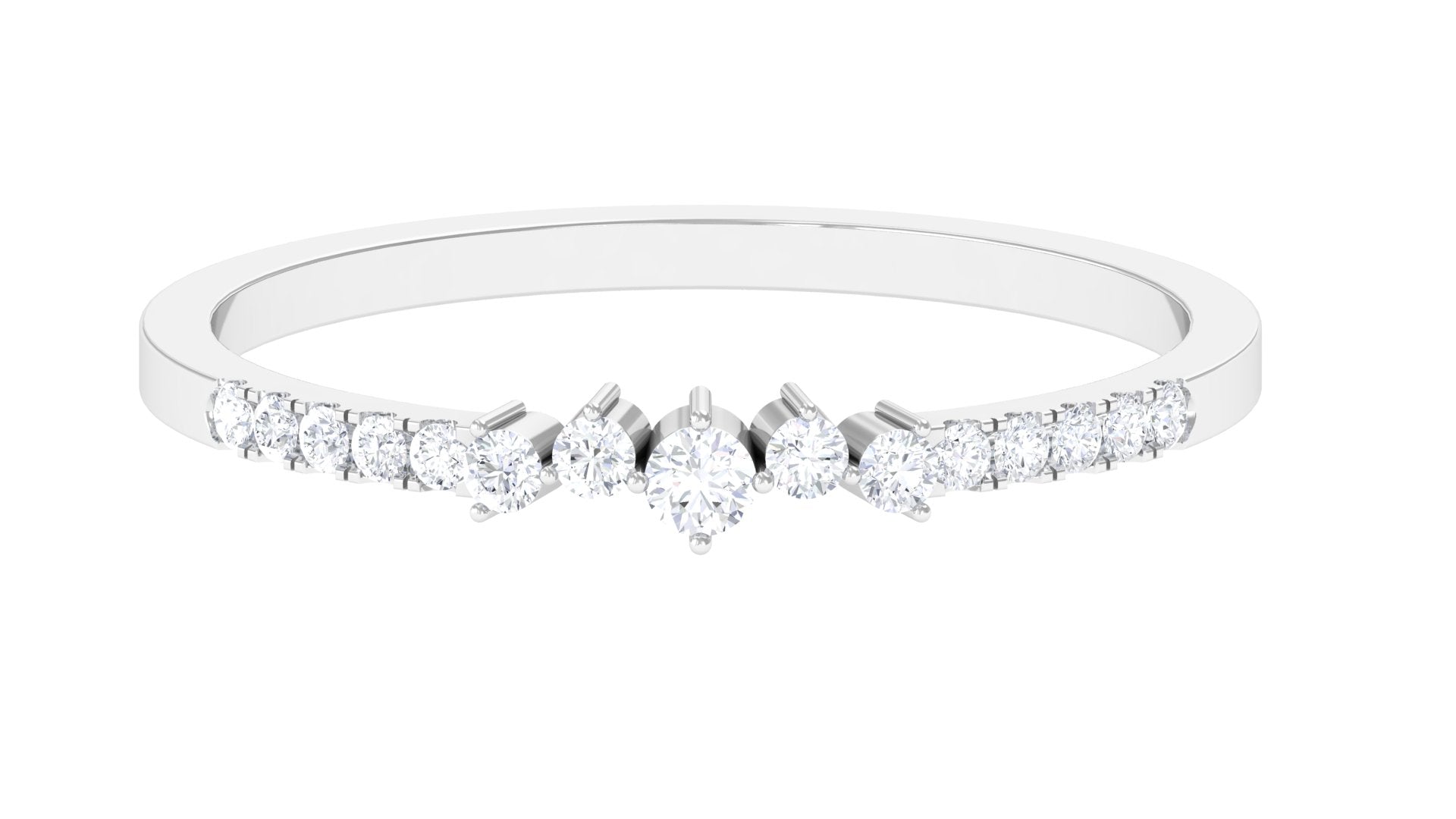 Rosec Jewels-Certified Natural Diamond Half Eternity Stackable Ring