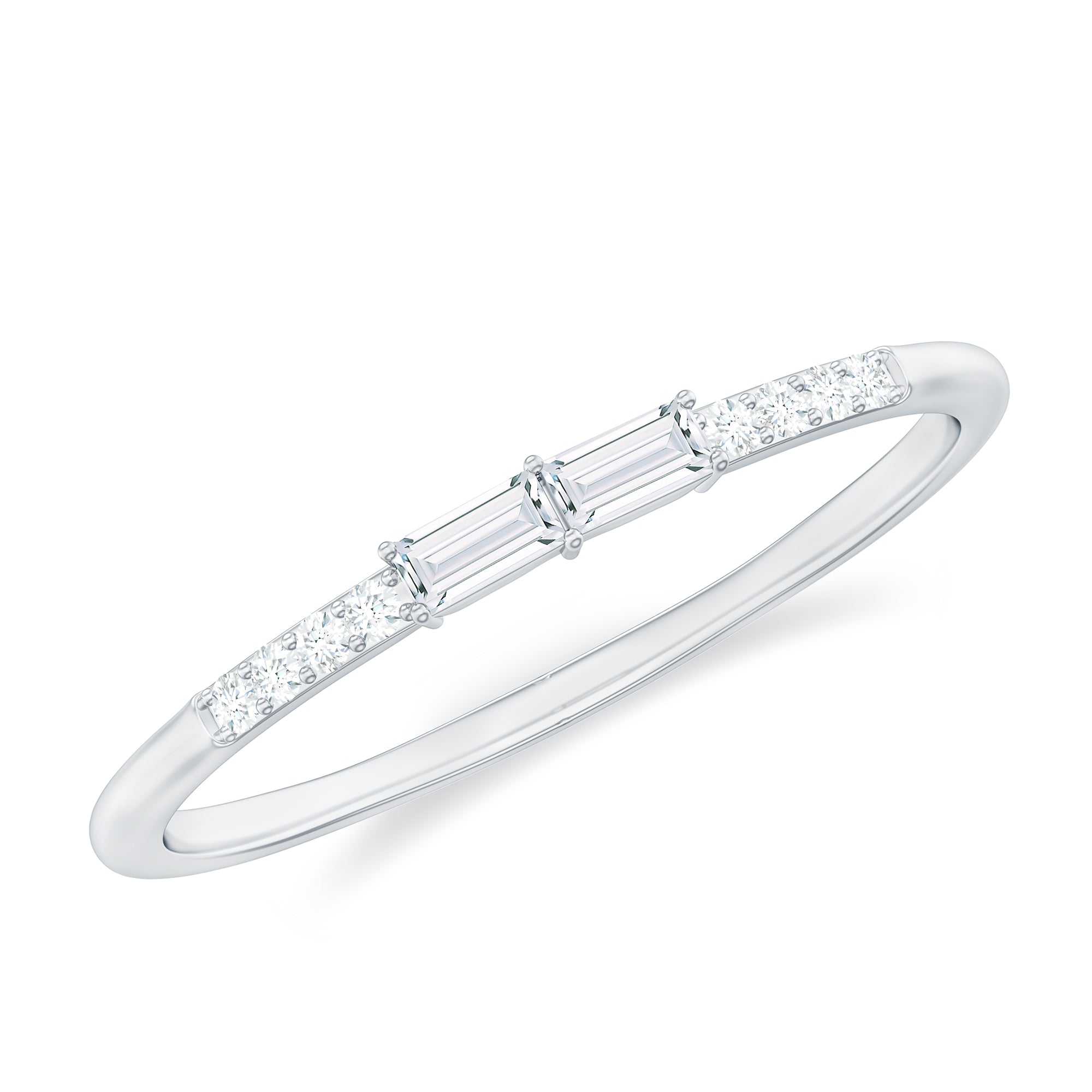 Rosec Jewels-East West Diamond Minimal Stackable Ring in Prong Setting