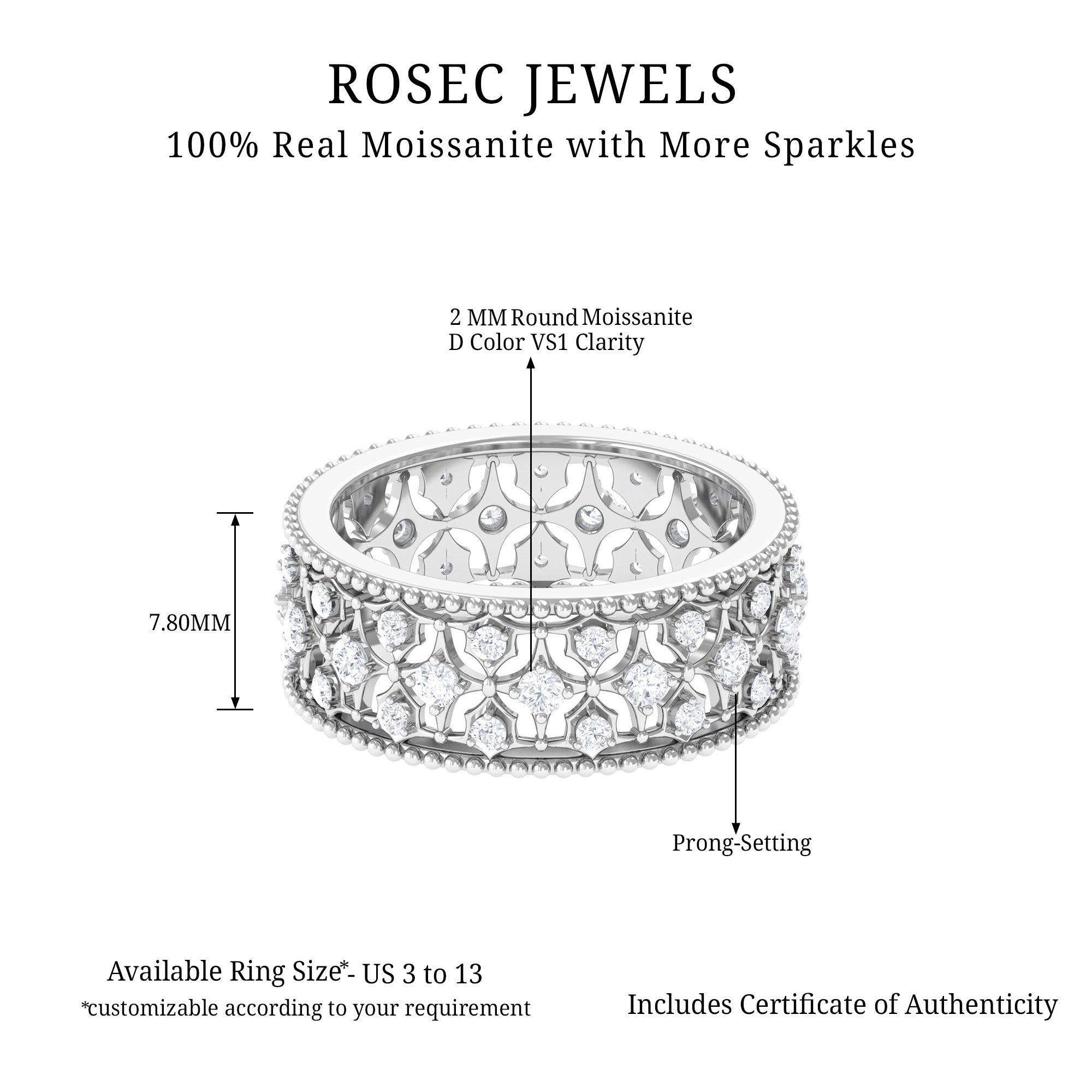 Rosec Jewels-Designer Moissanite Wedding Band Ring