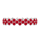 Round Lab Created Ruby Cluster Eternity Ring in Prong Setting Lab Created Ruby - ( AAAA ) - Quality - Rosec Jewels