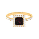 Rosec Jewels-Princess Cut Garnet and Diamond Halo Engagement Ring