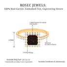 Rosec Jewels-Princess Cut Garnet and Diamond Halo Engagement Ring