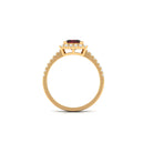 Rosec Jewels-Princess Cut Garnet and Diamond Halo Engagement Ring